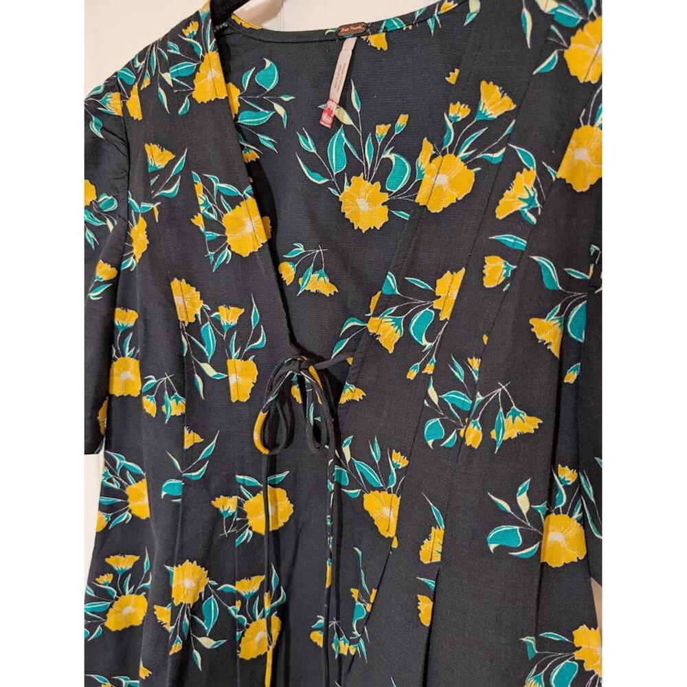 Free People Black‎ Adelle Floral Mini Dress Tunic Size XS - Picture 3 of 9
